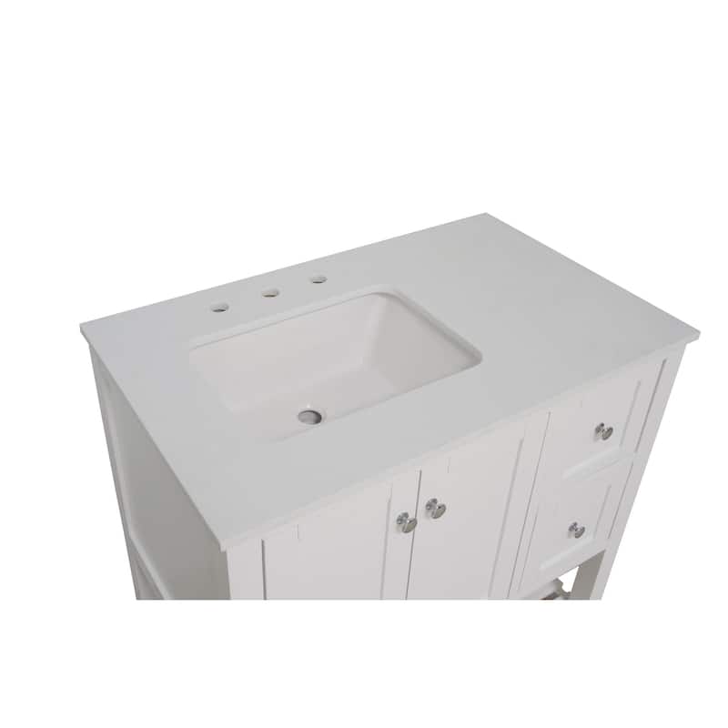 KitchenBathCollection Lakeshore 36" Bathroom Vanity with Engineered White Top