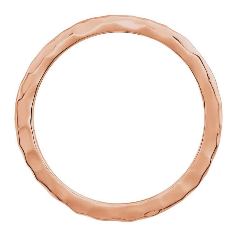 Curata 14k Rose Gold 1.8mm Polished Hammered Stackable Ring