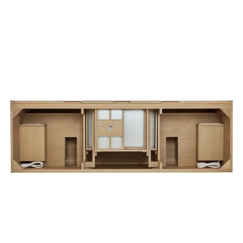 Solene 72" Double Vanity, Seaside Oak, w/FreePower Wireless Charger