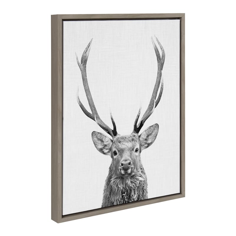 Kate and Laurel Sylvie The Red Deer BW Framed Canvas by Simon Te - 18x24 - Grey
