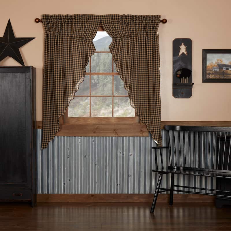 Check Scalloped Prairie Short Panel Set of 2 63x36x18 - 63x36