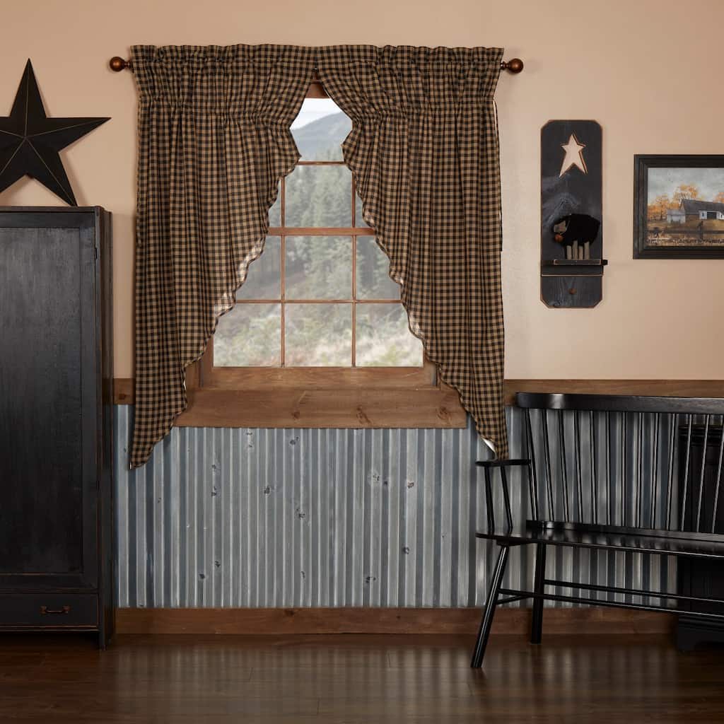 Check Scalloped Prairie Short Panel Set of 2 63x36x18 - 63x36