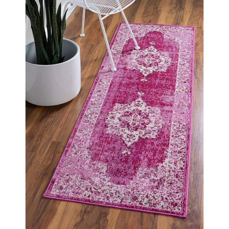Transitional Kosmas Collection Area Rug - Pink - 2'2"x6'