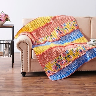 Greenland Home Fashions Skylar Ruffle-Embellished Calico Throw Blanket