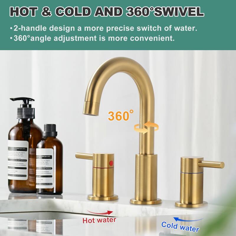 WOWOW 8 in. Widespread Double Handle Bathroom Faucet
