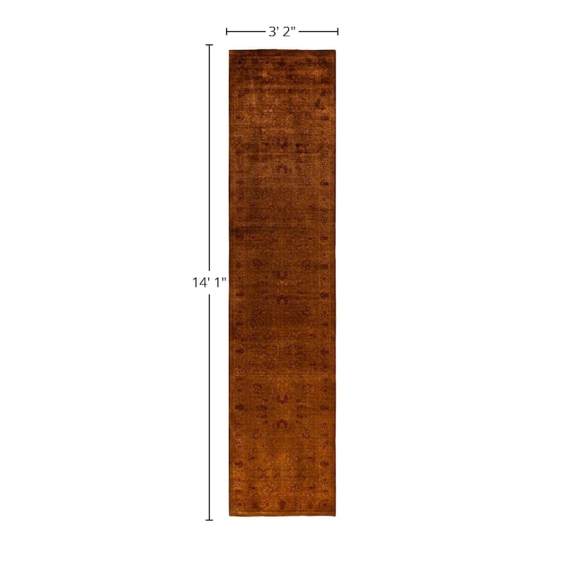 Overdyed One-of-a-Kind Hand-Knotted Area Rug - Gold - 3' 2" x 14' 1"