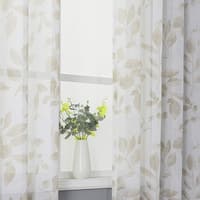 Whizmax Floral Sheer Curtains Elegant Printed Leaves Pattern Curtains ...