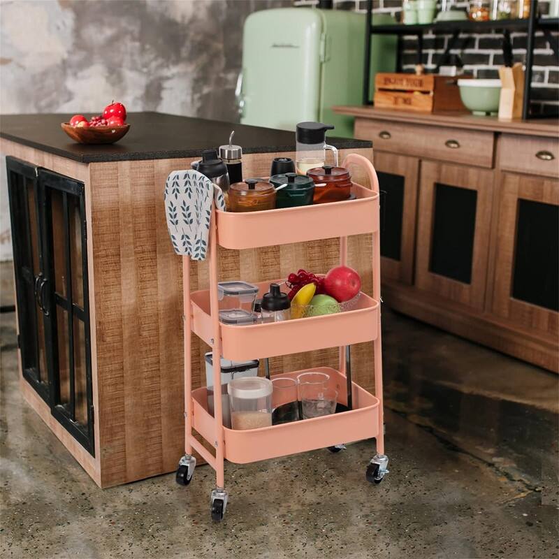 3 Tier Metal Utility Cart - 11.42"D x 15.35"W x 30"H