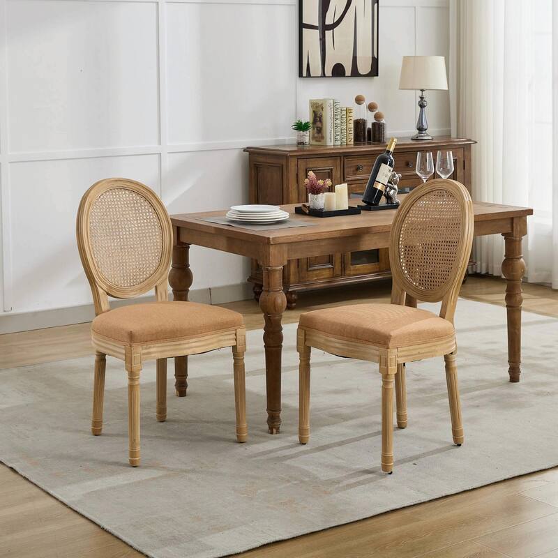 Set of 2 French Style Dining Chairs with Solid Wood Frame