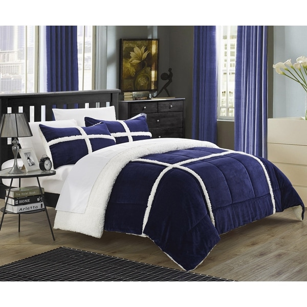 Navy sherpa comforter sales