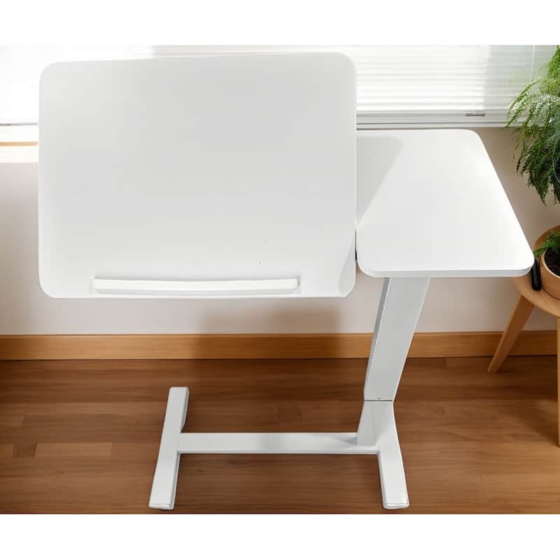 Overbed Bedside Desk Mobile Rolling Laptop Stand Tilting Overbed Table with Wheels Height Adjustable Tray Table