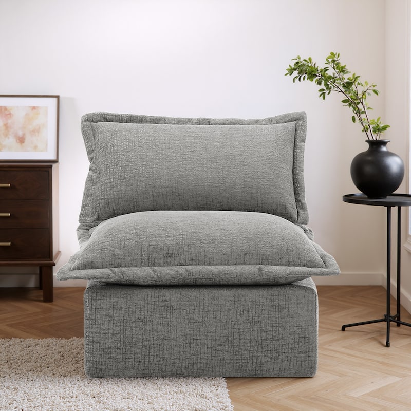 32"W Chenille Upholstered No Assembly Armless Accent Chair