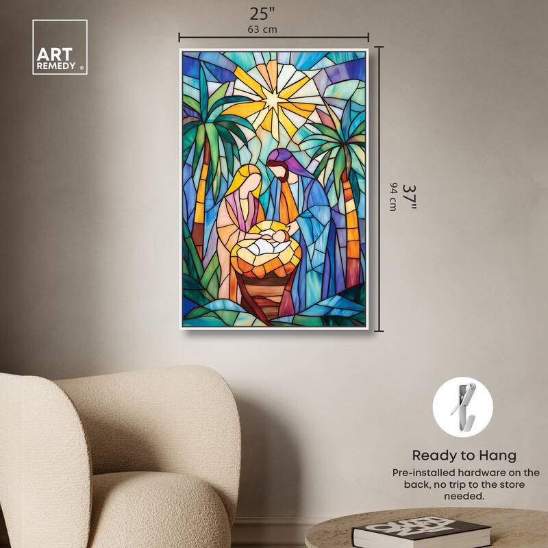 Holy Family Framed in Glass Canvas by Art Remedy