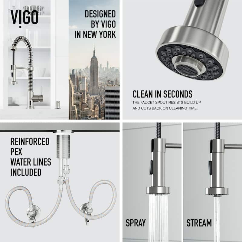 VIGO Edison 19" H Single Handle Pull-Down Sprayer Kitchen Faucet Set with Touchless Sensor