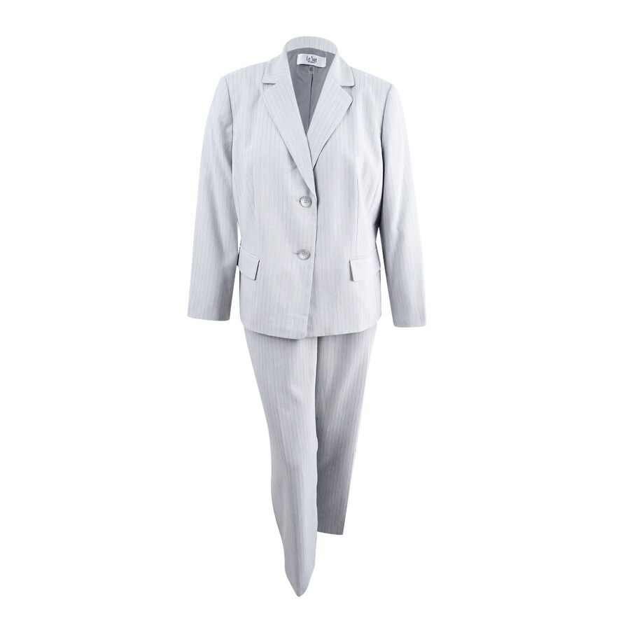 white plus pants suit