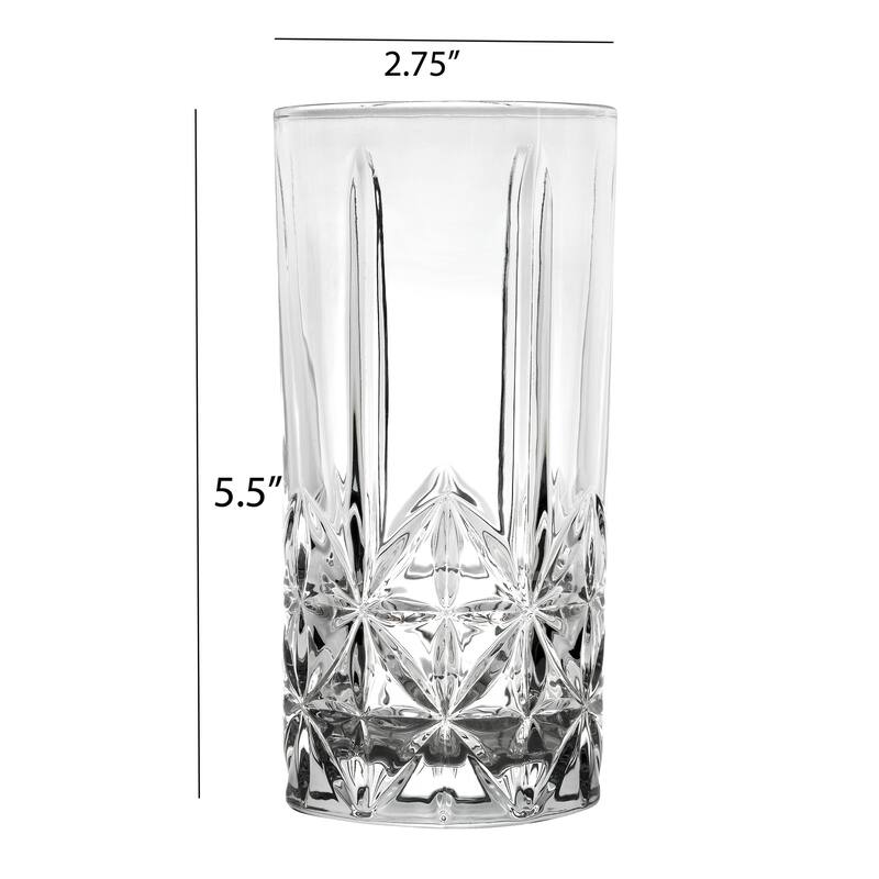 Lorren Home Trends 12 OZ. Drinking Glass-Textured Cut Glass, Set of 6