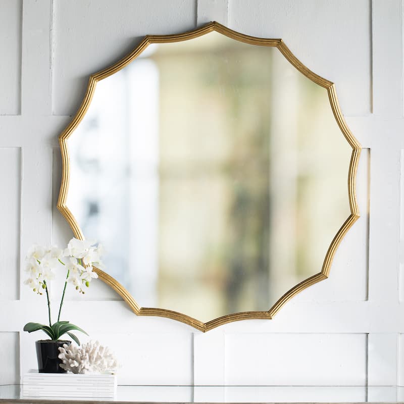 CUSchoice Round Sunburst Wall Mirror with Gold Finish - D40"