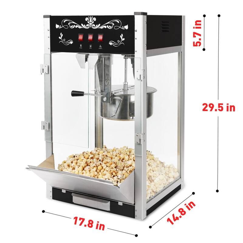 Popcorn Machine with 16 Ounce Kettle, Countertop Popcorn Maker Commercial Popcorn Machine w/Stainless Steel Scoop