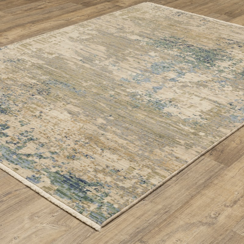 Style Haven Shiloh Abstract Beige/Blue Multi Wool Blend Area Rug