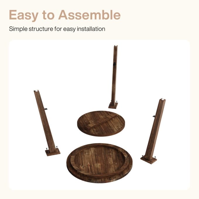 2-Tier Solid Wood Side Table, Circular End Table, Rustic Bedside Table