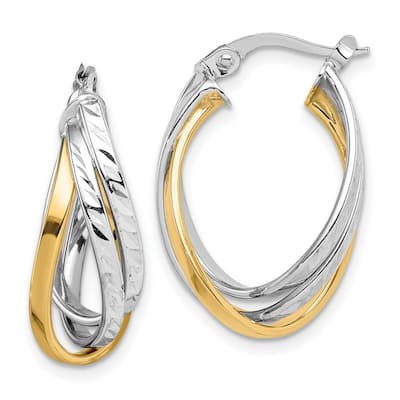Curata 14k Two Tone Hoop Earrings - 16.2mm Wide