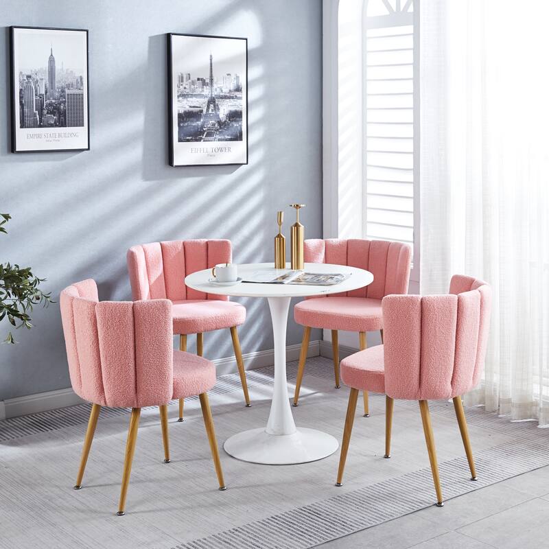 2 Piece Kitchen Dining Chairs with Cushions, Soft Backrest, Wood Grain Metal Legs for Dining Room Kitchen Living Room Bedroom