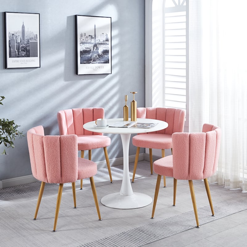 Light Pink Modern 23.62" Accent Chairs with Iron Tube Legs and Comfortable Backrest (Set of 2)