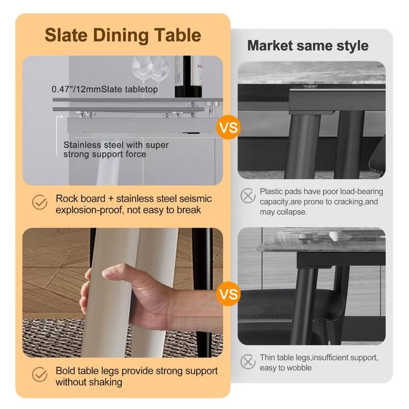9 - Piece Extendable Sintered Stone Dining Table Dining Set for 8 Person