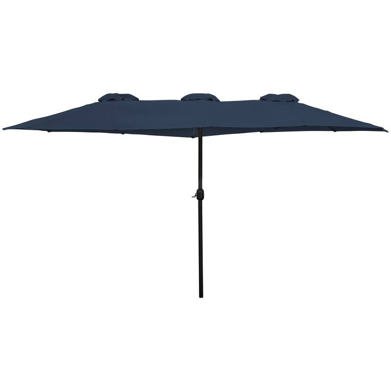 15' Outdoor Patio Market Umbrella with Hand Crank - Navy Blue