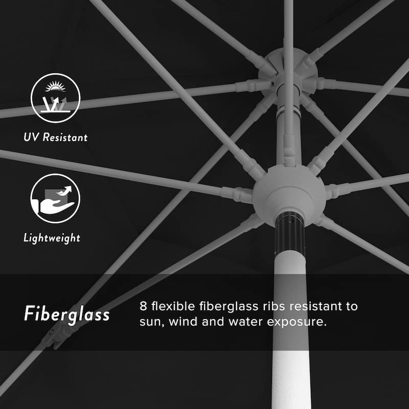 California Umbrella 11' Sun Master Patio Umbrella White Aluminum Pole Fiberglass Ribs Crank Lift Tilt Pacifica