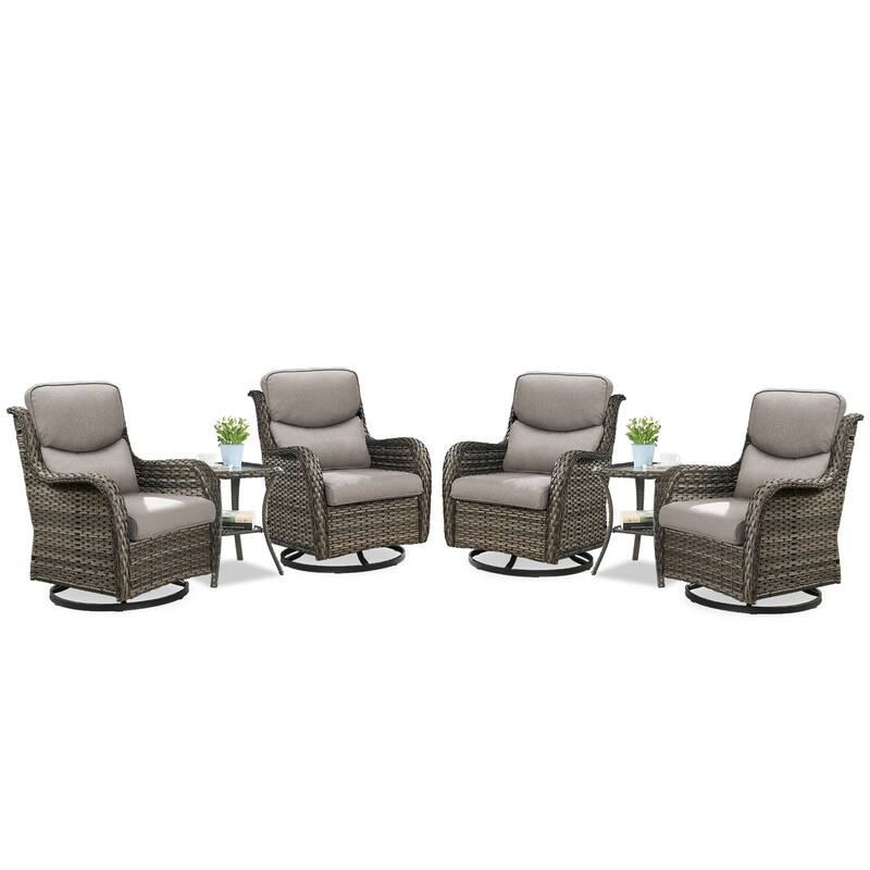 Pocassy Outdoor Glider Chairs Table with 5Inch 6Inch Cushion