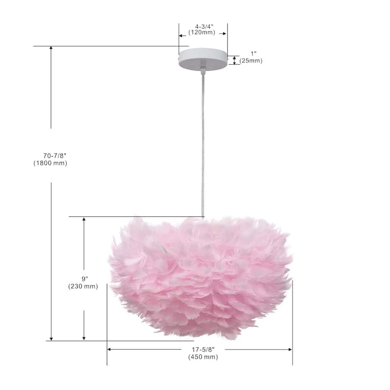 Pink 3 LT feather pendant