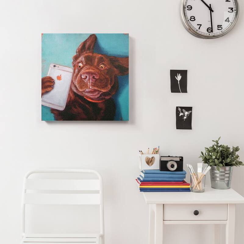 "Dog Selfie" Dog Wall Art Graphic Art Print on Wrapped Canvas