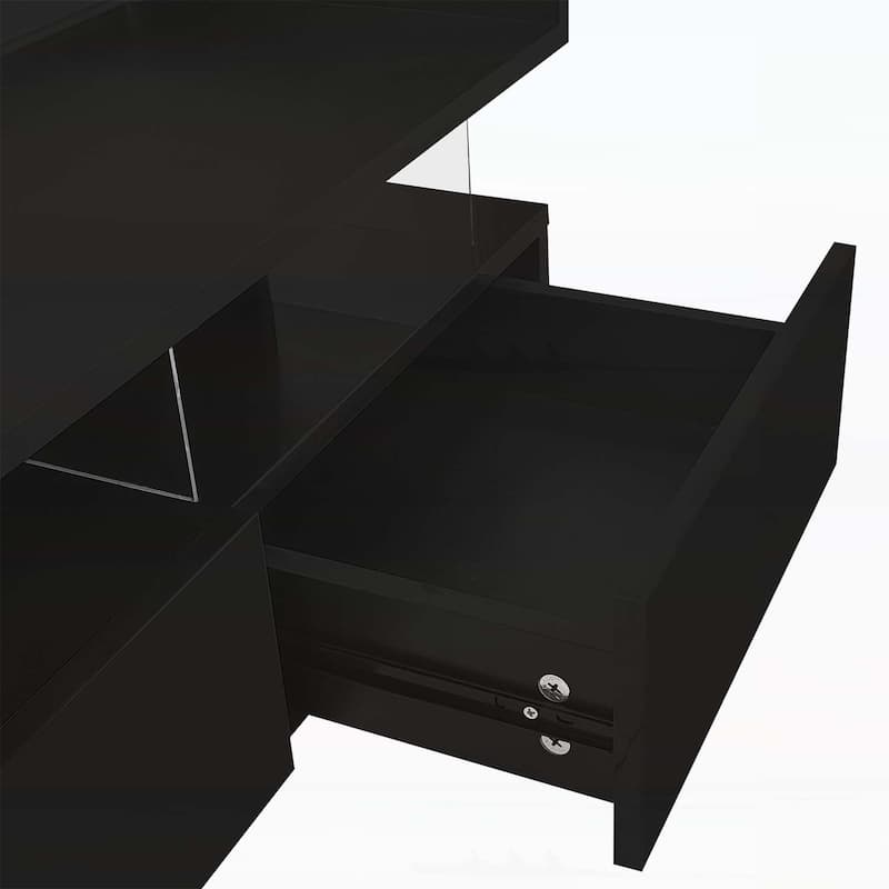 Modern Design Lift-Top Coffee Table with 2 Drawers,LED Lights for Living Room