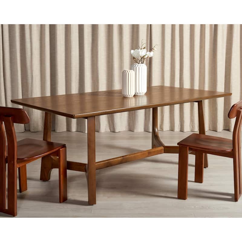 SAFAVIEH Couture Zakira Wood Rectangle Dining Table - 76 In W x 40 In D x 30 In H - 76Wx40Dx30H - Medium Oak