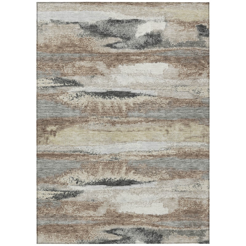 Machine Washable Indoor/ Outdoor Abstract Modern Chantille Rug