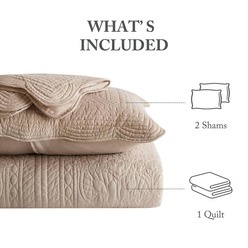 Madison Park Marino 3 Piece Reversible Scalloped Edge Quilt Set