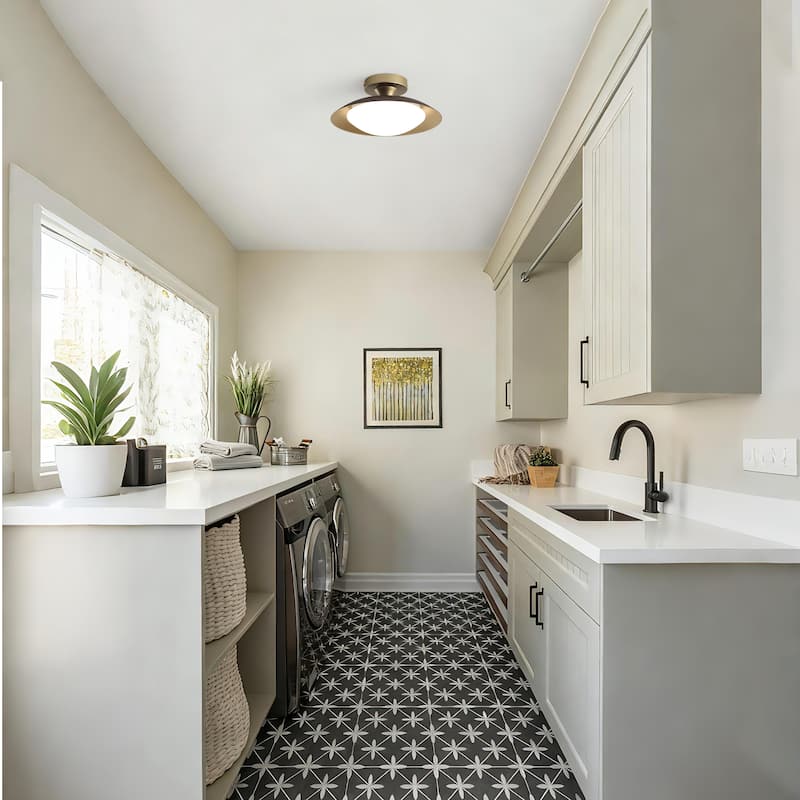 11.8-in W LED Compatible Mid-Century Modern Semi Flush Mount Ceiling Light