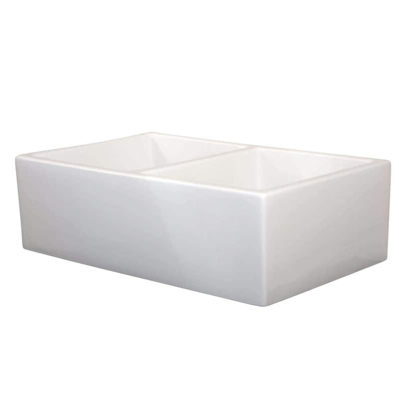 Fine Fixtures Fireclay Apron 32.5-inch White Double Kitchen Sink