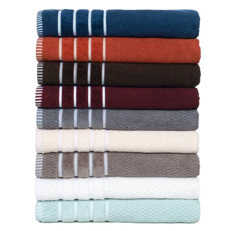 6-Piece Towel Set - Combed Cotton Rice Weave Bathroom Accessories by Lavish Home (Brick)