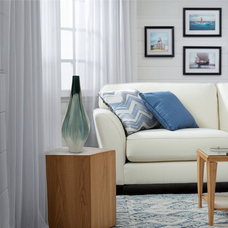 Stoneware Ceramic Decorative Vase with Ocean-Inspired Glaze Finish
