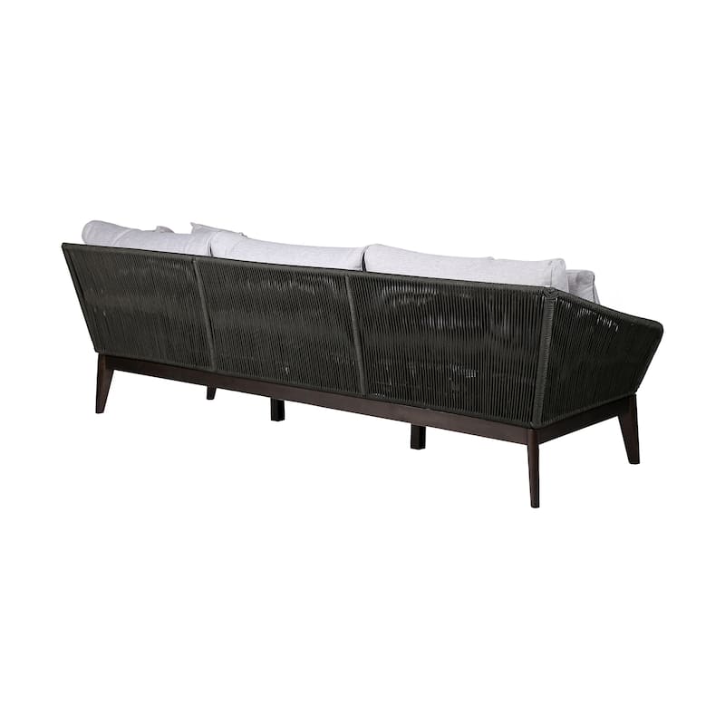 Athos Mid-Century Outdoor Solid Wood and Rope 93" Sofa