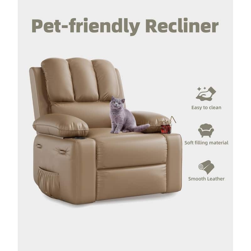 360° Swivel Oversized Recliner Chairs with Heat and Massage
