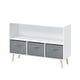 preview thumbnail 8 of 25, 35 in. W x 11 in. D x 24 in. H Wooden Kids Bookcase Toy Storage Cabinet with Collapsible Fabric Drawers Grey