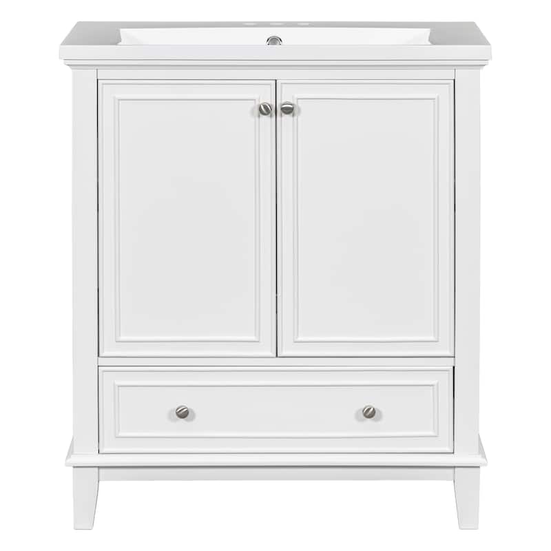 GDFStudio - Emerson 30-Inch Freestanding Bathroom Vanity with Ceramic Sink, Multi-functional Cabinet and Drawer
