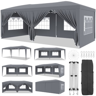 10x20 Pop Up Canopy with 6 Sidewalls, Waterproof Canopy Outdoor Event Shelter UPF 50+ Gazebo Portable Tents