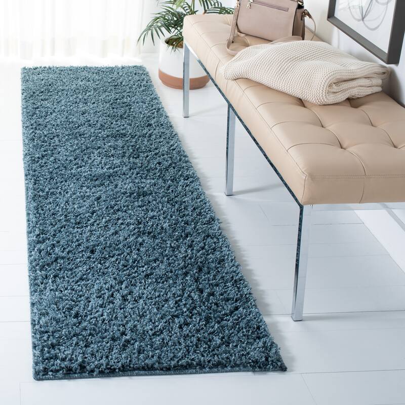 SAFAVIEH Venus Shag Durime 1.75-inch Thick Rug - 2'2" x 10' Runner - Blue