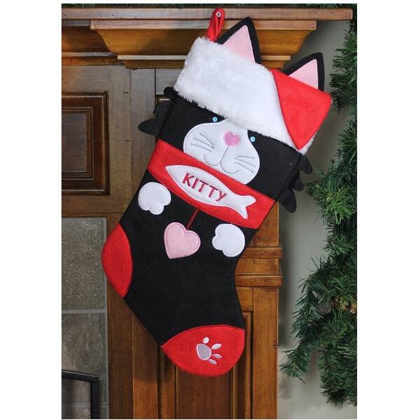 Shop 19 5 Black Red And White Embroidered Kitty Cat Christmas