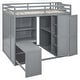 preview thumbnail 3 of 14, Full Size Grey Wooden Loft Bed w/ Desk, Storage Staircase & Shelves, Built-in Wardrobe w/ Foldable Door Panels for Student Dorms