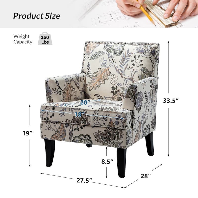 Akorda Classic Armchairs with Nailhead Trim and Solid Wood Legs Set of 2 by HULALA HOME